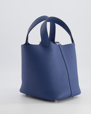 Hermès Picotin Lock 18 Bag in Blue Tie Clemence Leather with Palladium Hardware