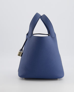 Hermès Picotin Lock 18 Bag in Blue Tie Clemence Leather with Palladium Hardware