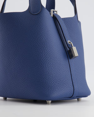 Hermès Picotin Lock 18 Bag in Blue Tie Clemence Leather with Palladium Hardware