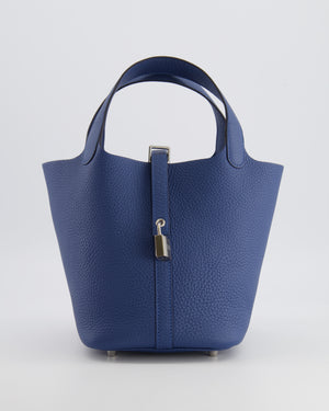Hermès Picotin Lock 18 Bag in Blue Tie Clemence Leather with Palladium Hardware