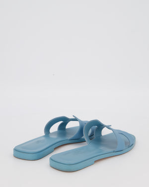 Hermès Oran Sandals in Bleu Celeste Epsom Leather Size EU 38