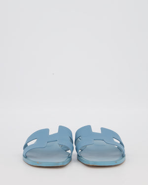 Hermès Oran Sandals in Bleu Celeste Epsom Leather Size EU 38