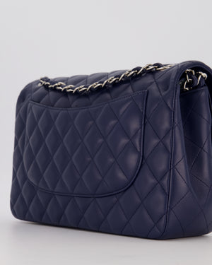Chanel Navy Jumbo Classic Double Flap Bag in Lambskin Leather with Silver Hardware RRP £9,540