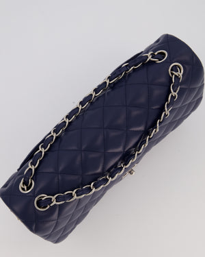 Chanel Navy Jumbo Classic Double Flap Bag in Lambskin Leather with Silver Hardware RRP £9,540