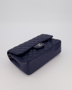 Chanel Navy Jumbo Classic Double Flap Bag in Lambskin Leather with Silver Hardware RRP £9,540