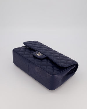 Chanel Navy Jumbo Classic Double Flap Bag in Lambskin Leather with Silver Hardware RRP £9,540
