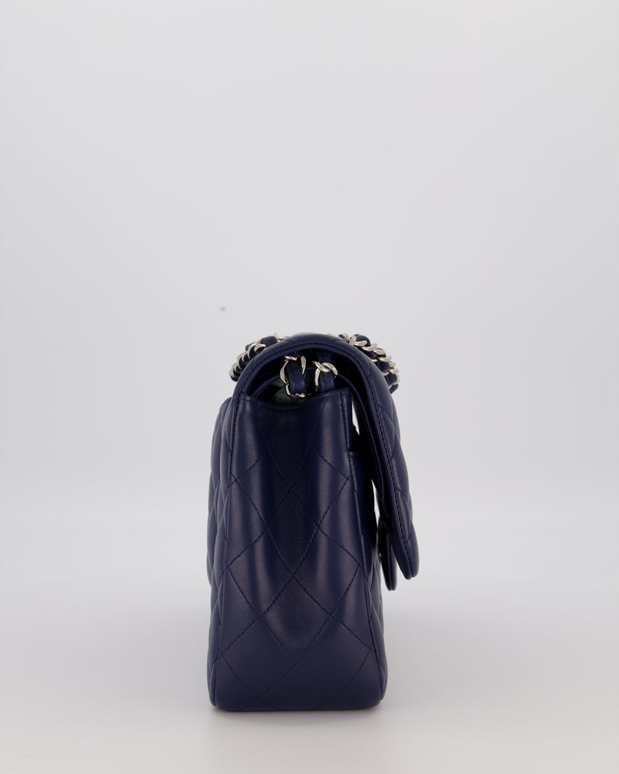 Chanel Navy Jumbo Classic Double Flap Bag in Lambskin Leather with Silver Hardware RRP £9,540