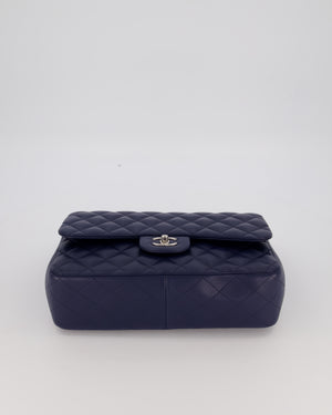 Chanel Navy Jumbo Classic Double Flap Bag in Lambskin Leather with Silver Hardware RRP £9,540