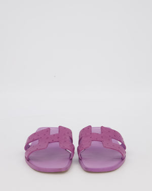 Hermès Oran Sandals in Violet Parme Ostrich Leather Size EU 38