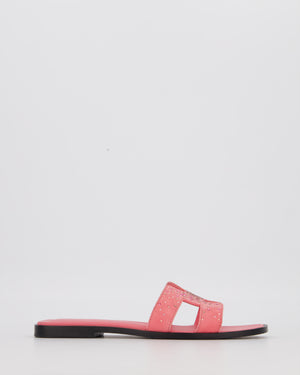 Hermès Oran Sandals in Rose Jaipur Suede with Crystal Application Size EU 37.5