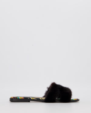 Hermès Oran Sandals in Noir Mink Fur Size EU 38