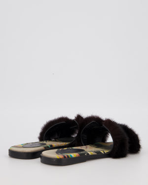 Hermès Oran Sandals in Noir Mink Fur Size EU 38