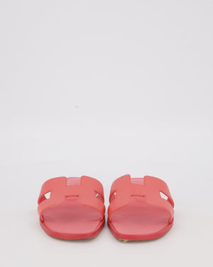 Hermès Oran Sandals in Rose Vermillion Swift Leather Size EU 38