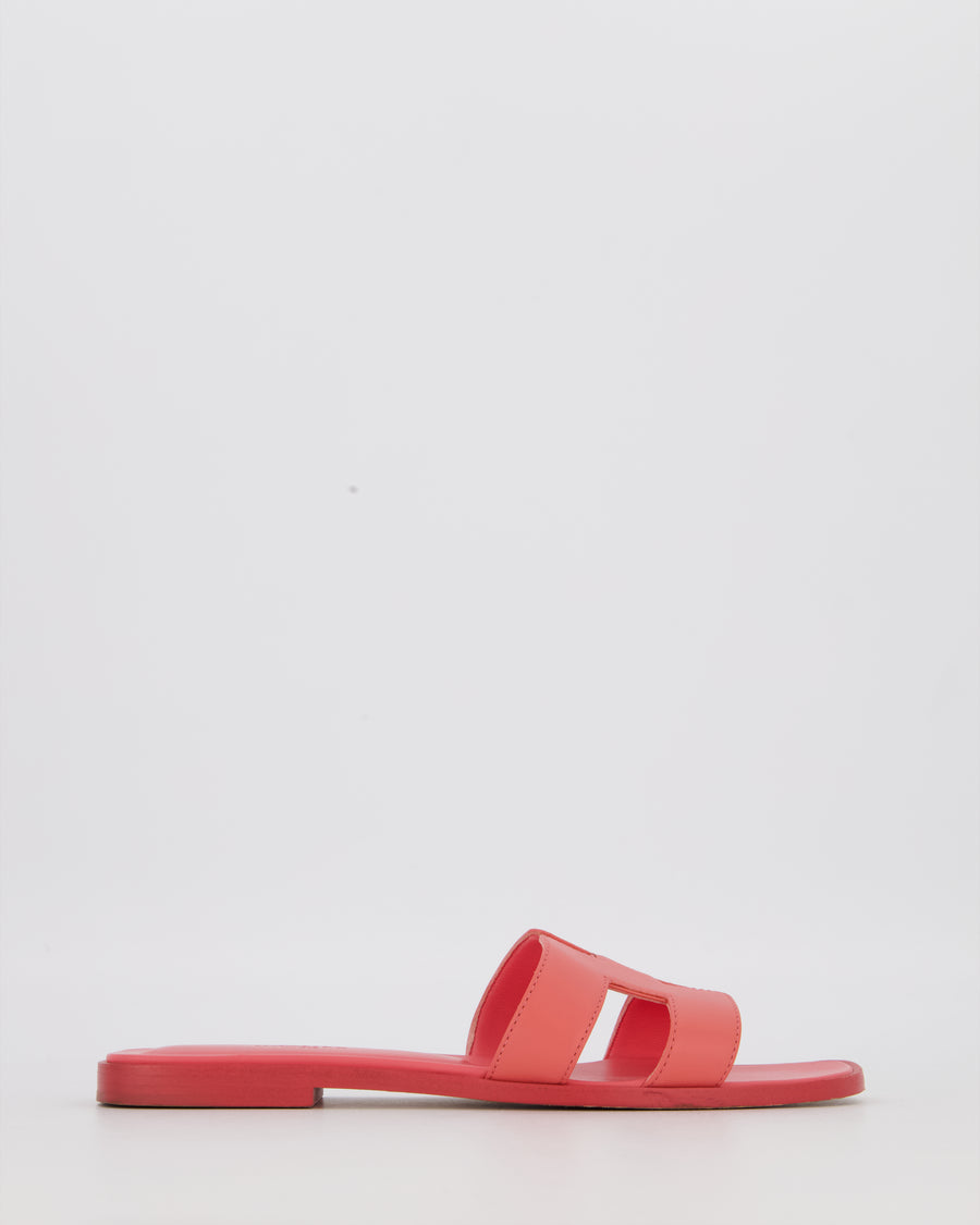Hermès Oran Sandals in Rose Vermillion Swift Leather Size EU 38