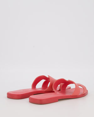 Hermès Oran Sandals in Rose Vermillion Swift Leather Size EU 38
