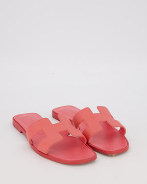 Hermès Oran Sandals in Rose Vermillion Swift Leather Size EU 38