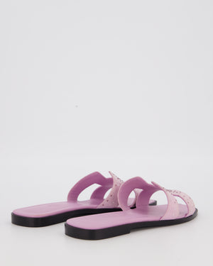 Hermès Oran Sandals in Violet Amethyste Suede with Crystal Application Size EU 37.5