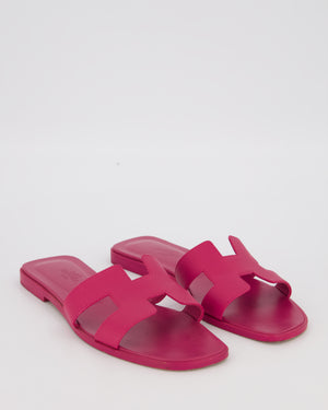 Hermès Oran Sandals in Rose Bougainvillier Epsom Leather Size EU 38
