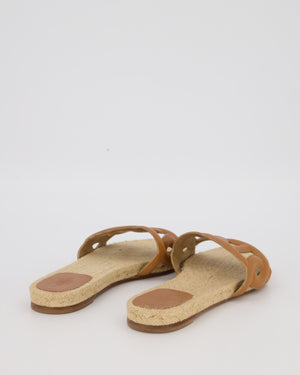 Hermès Famosa Espadrille Sandals in Gold Swift Leather Size EU 39
