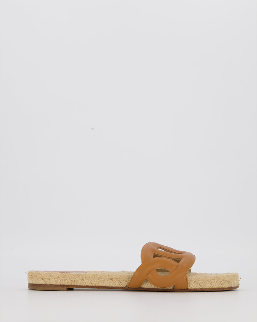 Hermès Famosa Espadrille Sandals in Gold Swift Leather Size EU 39