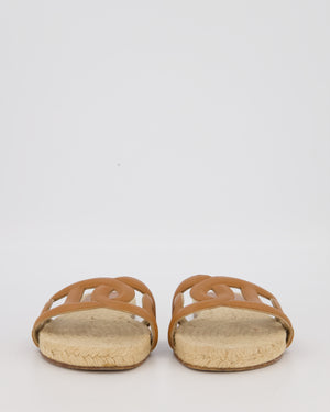 Hermès Famosa Espadrille Sandals in Gold Swift Leather Size EU 39