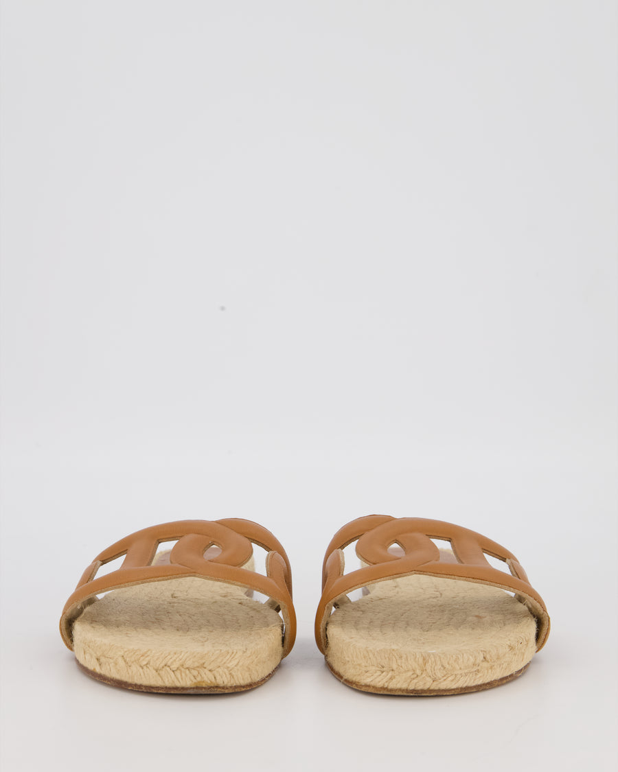 Hermès Famosa Espadrille Sandals in Gold Swift Leather Size EU 39