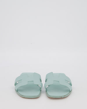 Hermès Oran Sandals in Bleu Glacier Epsom Leather Size EU 38