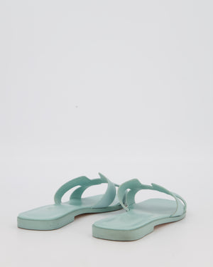 Hermès Oran Sandals in Bleu Glacier Epsom Leather Size EU 38