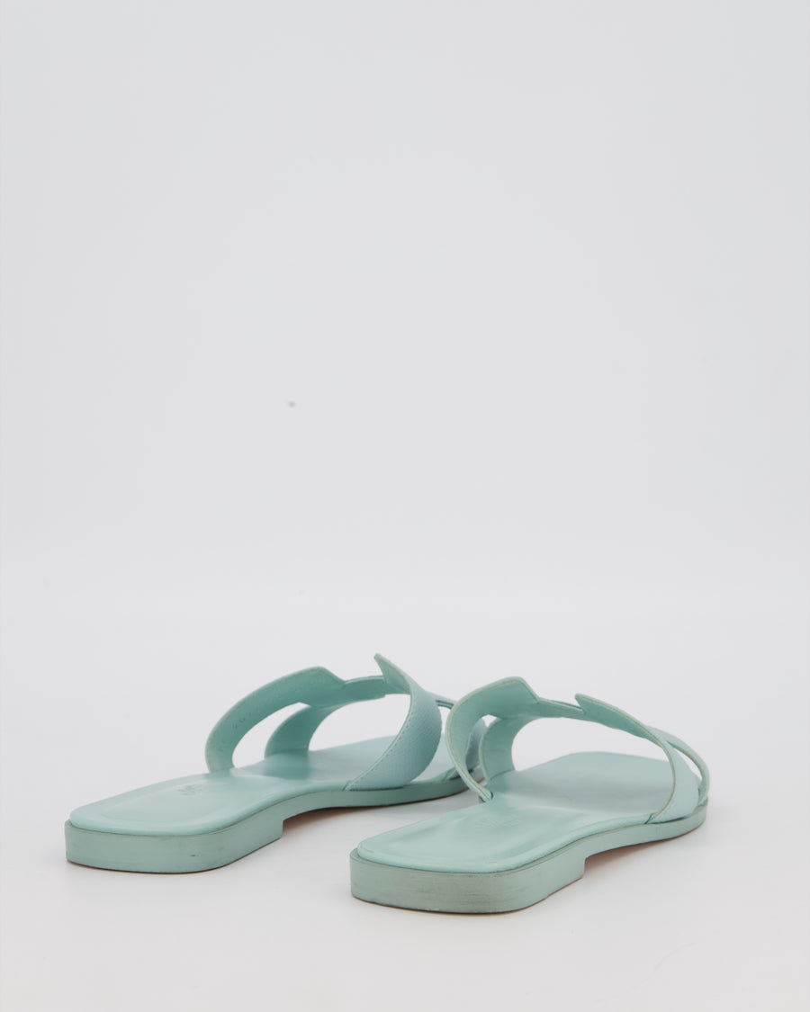 Hermès Oran Sandals in Bleu Glacier Epsom Leather Size EU 38