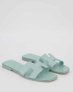 Hermès Oran Sandals in Bleu Glacier Epsom Leather Size EU 38