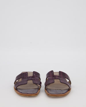 Hermès Oran Sandals in Amethyst Shiny Mississippiensis Alligator Size EU 38