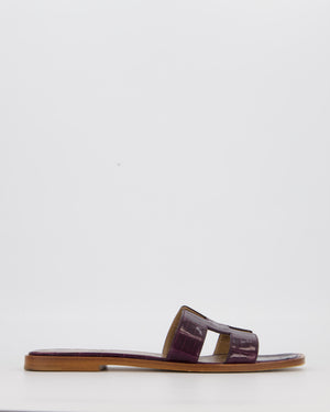 Hermès Oran Sandals in Amethyst Shiny Mississippiensis Alligator Size EU 38