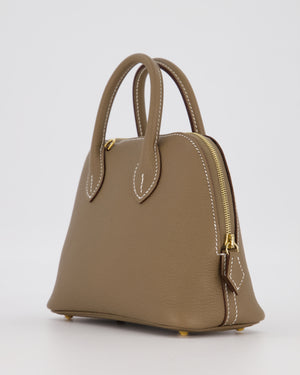 *HOT* Hermès Mini Bolide in Etoupe Chevre Mysore Leather with Gold Hardware