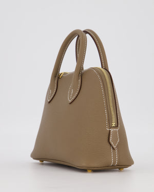 *HOT* Hermès Mini Bolide in Etoupe Chevre Mysore Leather with Gold Hardware