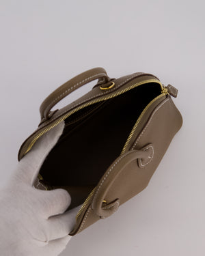 *HOT* Hermès Mini Bolide in Etoupe Chevre Mysore Leather with Gold Hardware