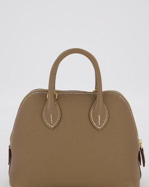 *HOT* Hermès Mini Bolide in Etoupe Chevre Mysore Leather with Gold Hardware