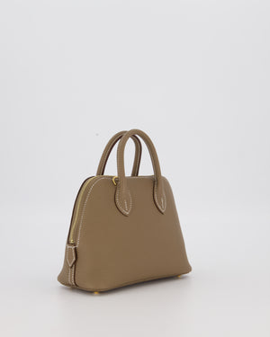 *HOT* Hermès Mini Bolide in Etoupe Chevre Mysore Leather with Gold Hardware