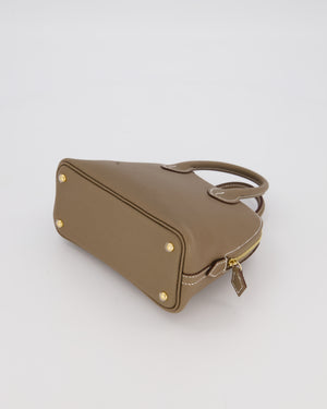 *HOT* Hermès Mini Bolide in Etoupe Chevre Mysore Leather with Gold Hardware