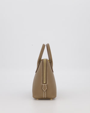 *HOT* Hermès Mini Bolide in Etoupe Chevre Mysore Leather with Gold Hardware