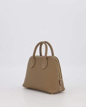 *HOT* Hermès Mini Bolide in Etoupe Chevre Mysore Leather with Gold Hardware
