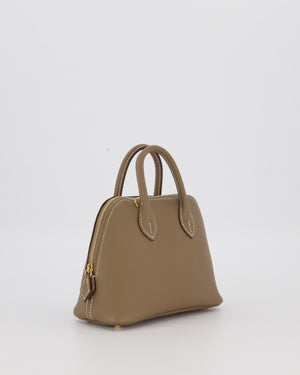 *HOT* Hermès Mini Bolide in Etoupe Chevre Mysore Leather with Gold Hardware