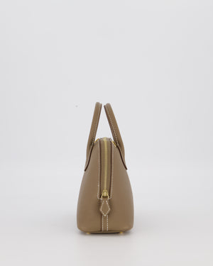 *HOT* Hermès Mini Bolide in Etoupe Chevre Mysore Leather with Gold Hardware