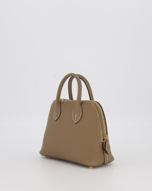 *HOT* Hermès Mini Bolide in Etoupe Chevre Mysore Leather with Gold Hardware
