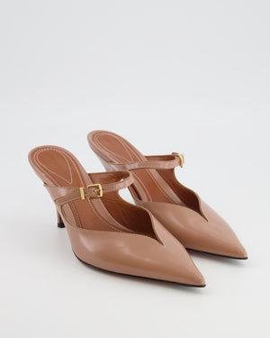 Zimmermann Beige Leather Pointed Toe Aura Mule 65 Heels with Small Gold Buckle Strap Size EU 38 RRP £550