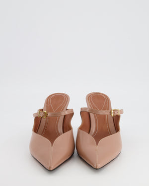 Zimmermann Beige Leather Pointed Toe Aura Mule 65 Heels with Small Gold Buckle Strap Size EU 38 RRP £550