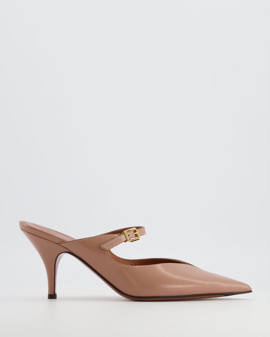 Zimmermann Beige Leather Pointed Toe Aura Mule 65 Heels with Small Gold Buckle Strap Size EU 38 RRP £550