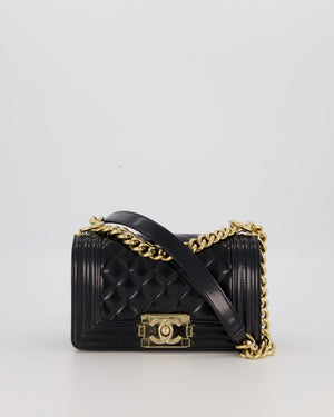 Chanel Small Boy Bag in Black Patent Leather with Gold Hardware