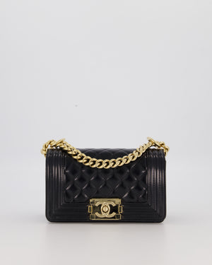 Chanel Small Boy Bag in Black Patent Leather with Gold Hardware