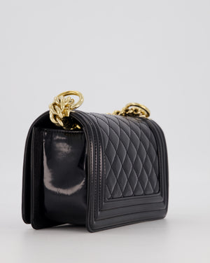 Chanel Small Boy Bag in Black Patent Leather with Gold Hardware