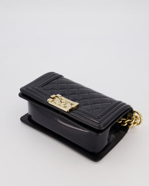 Chanel Small Boy Bag in Black Patent Leather with Gold Hardware
